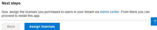 Instructions from Microsoft AppSource to Assign licenses